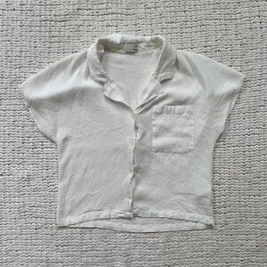 Wilfred Free White Crepe Button Up Shirt - Size Large